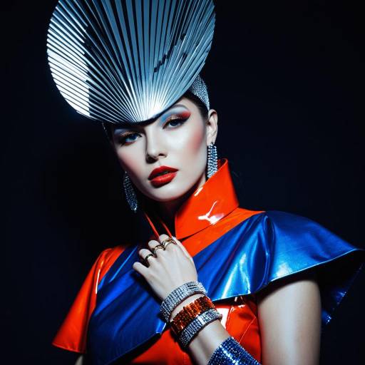 Futuristic Woman in Avant-Garde Metallic Dress