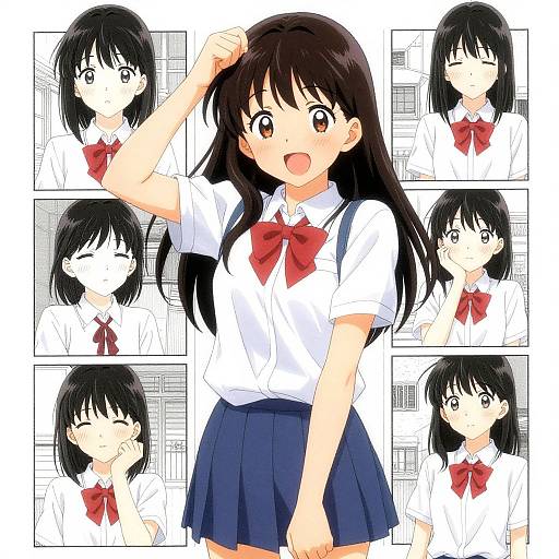 Cheerful Manga Schoolgirl Character Sheet