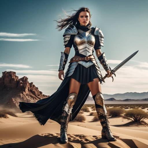 Fierce Warrior Princess on Desert Island