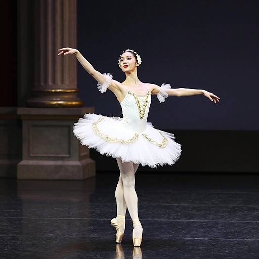 Graceful Ballet Dancer in Ornate Theater