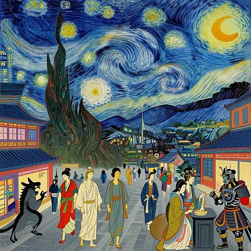 Digital artwork in anime style, depicting Vincent van Gogh's 