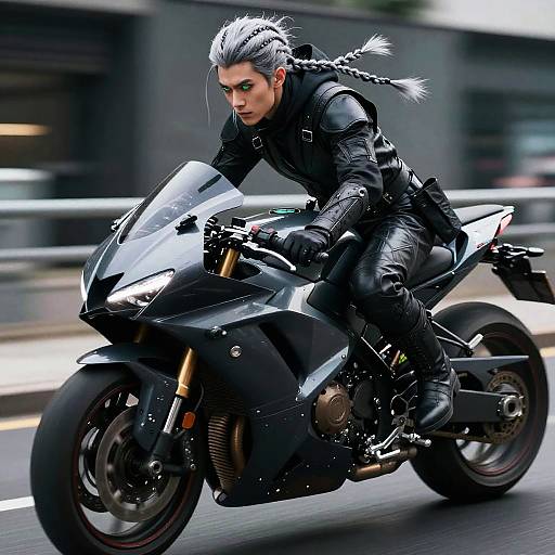 Enigmatic Shadow Thief on Stealth Motorcycle