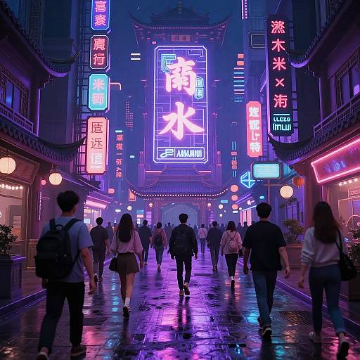 Purple Neon Cyberpunk Cityscape