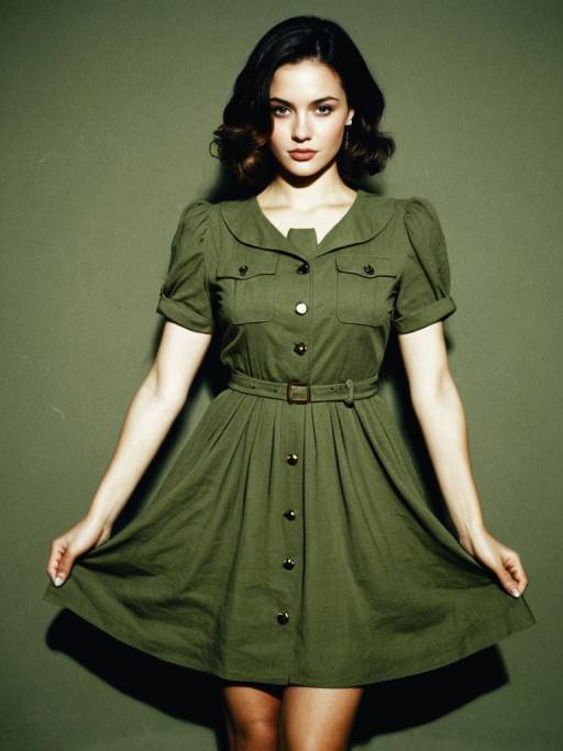 Stylish Olive Green Army Dress