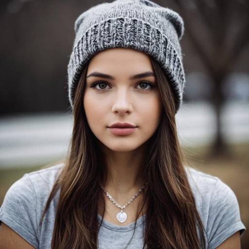 Stylish Girl in Beanie and Jewelry
