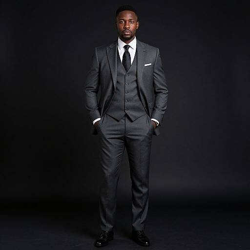 Elegant Full-Body Portrait in Charcoal Suit