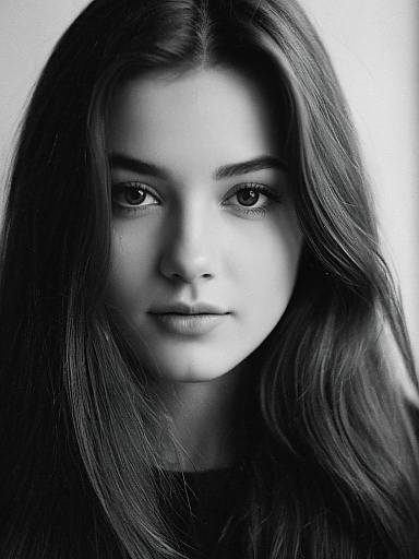 Black and White Portrait of Young Woman