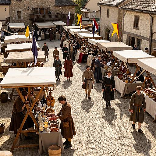 Vibrant Medieval Market Square Scene