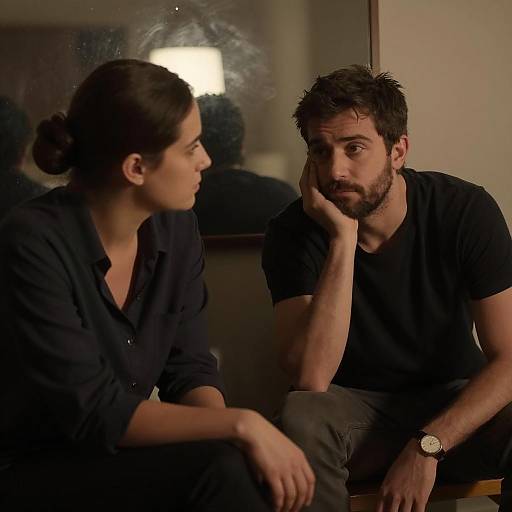 Intimate Portrait of Two People in Dim Light