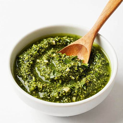 Vibrant Pesto in White Ceramic Bowl