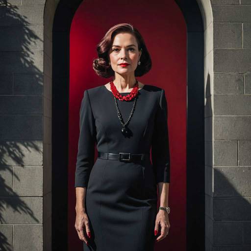 Elegant Woman in Black Dress with Statement Necklace Elegant Woman in Black Dress with Statement Necklace