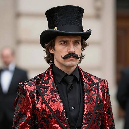 Man in Sequin Ringmaster Costume