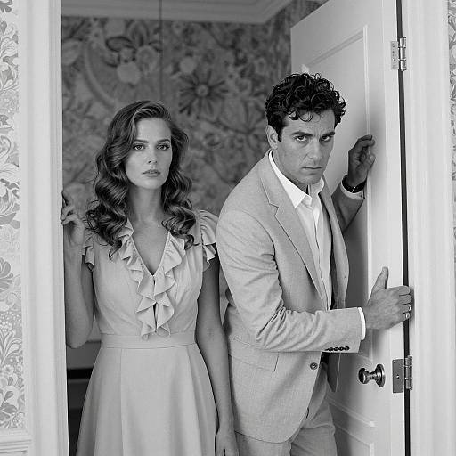 Serious Couple in Doorway Photograph