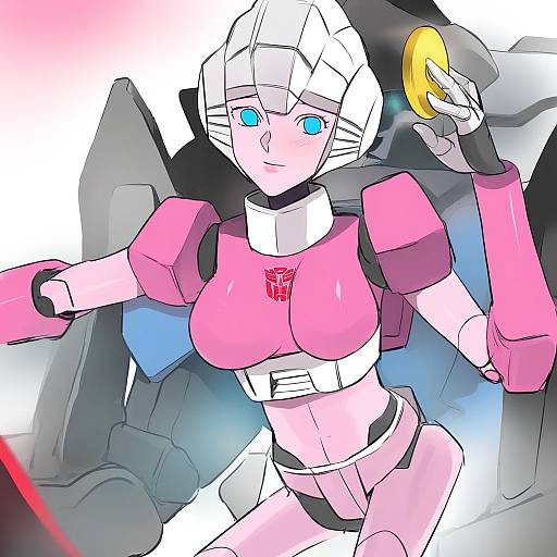 Illustration of Arcee, transformers in the style of Coin rand