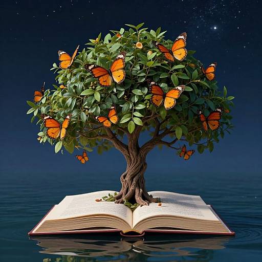 Surreal Tree from Floating Book