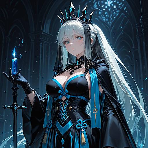 Illustration of Morgan le fay (queen of winter) (fate), fate/grand order in the style of Seiran (mousouchiku)