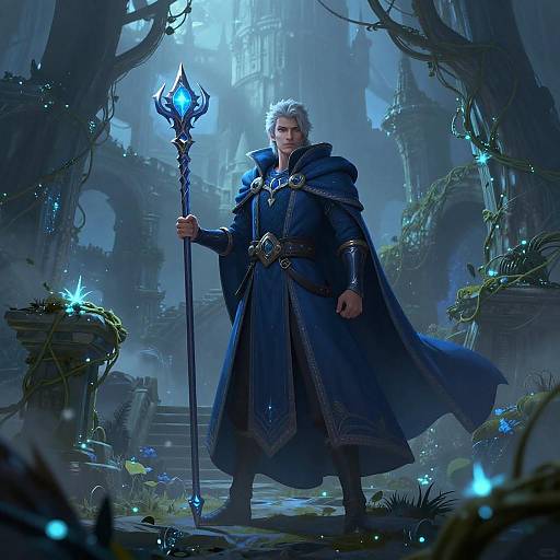 Enchanted Mage in Mystical Ruins