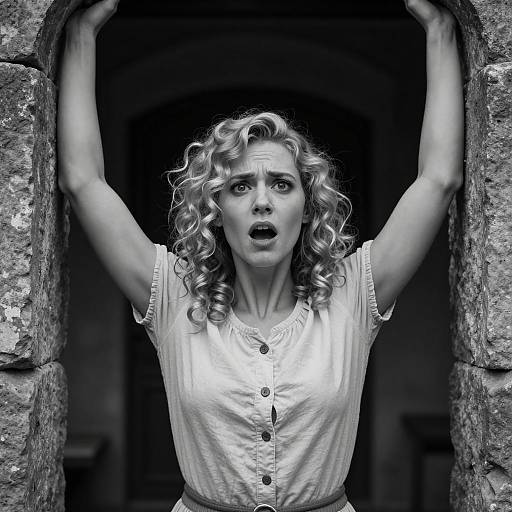 Expressive Black-and-White Portrait of Tension