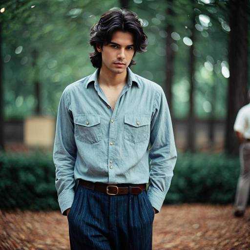 Young Man in Vintage Casual Outfit