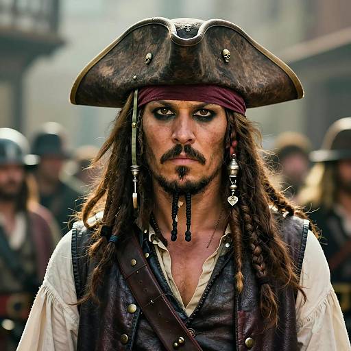 Portrait of Adult Pirate with Tricorn Hat