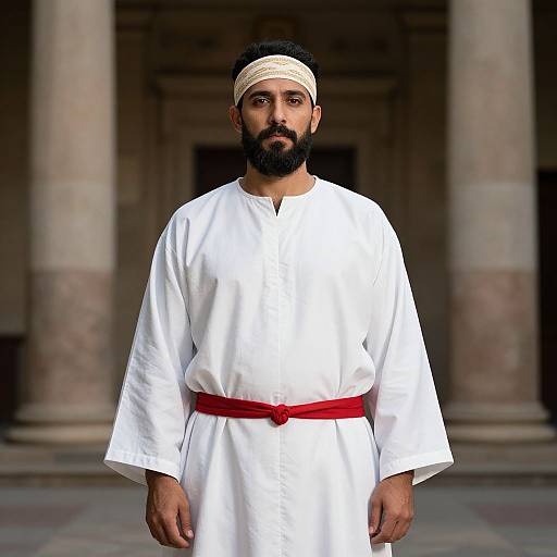 Bearded Man in Robe with Columns