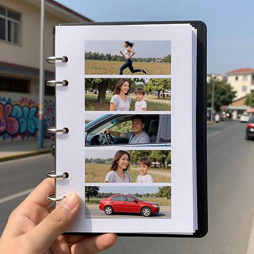 Photo Album with Family and Car Images