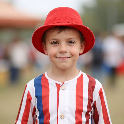 Circus Barker Boy in Striped Costume