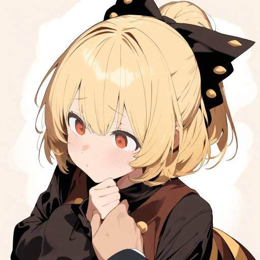 Blonde Girl with Black Hair Bow