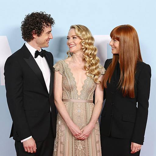 Elegant Couple and Friend in Photograph