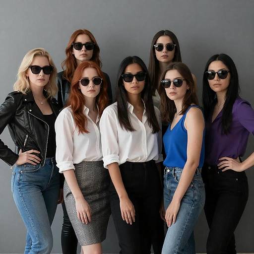 Group of Seven Women Wearing Sunglasses