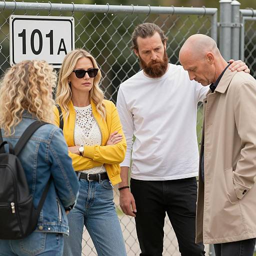 Casual Group by Chain-Link Fence