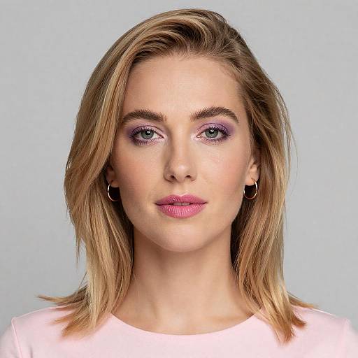 Blonde Woman Portrait with Pink Accents