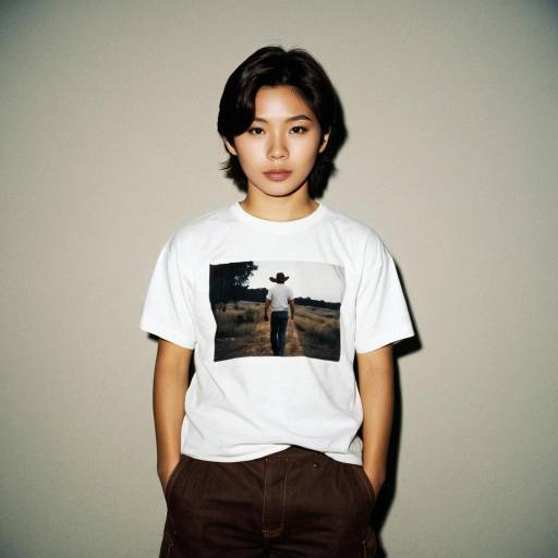 Asian Male in Vintage White T-Shirt