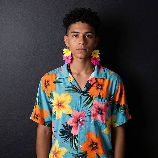Portrait of Young Man in Hawaiian Shirt