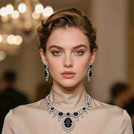 Elegant Woman with Diamond Jewelry