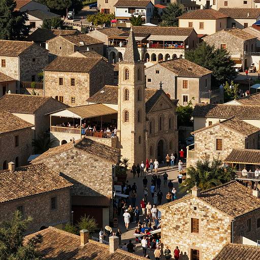Realistic Romanesque Village Crowd Collage