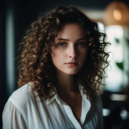 Portrait of Young Woman with Curly Hair