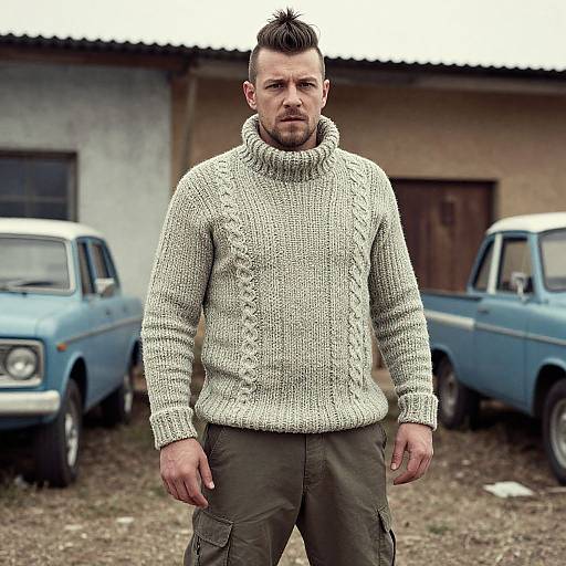 Rugged Man in Vintage Rustic Setting