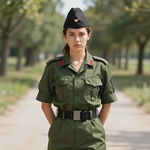 Photorealistic Woman in Military Dress