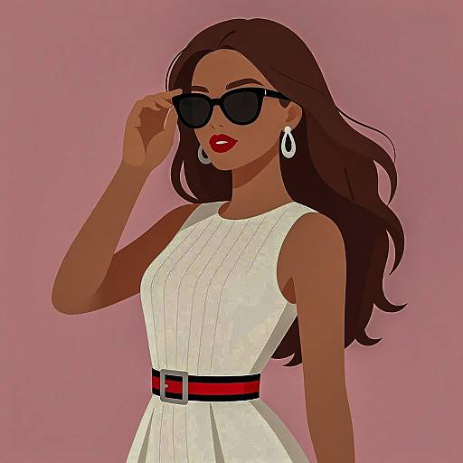 Chic Woman in Sunglasses and Stripes