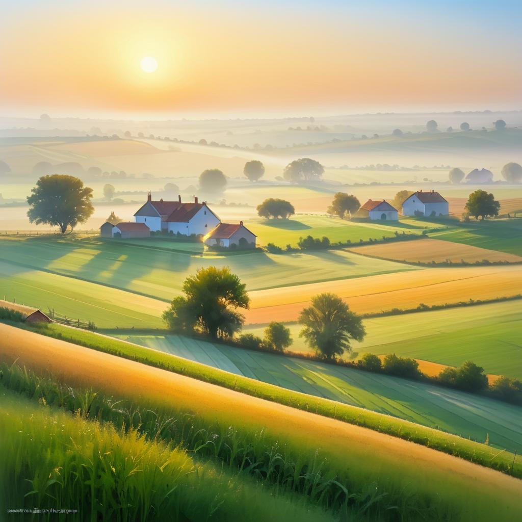 Tranquil Dawn in an Idyllic Countryside