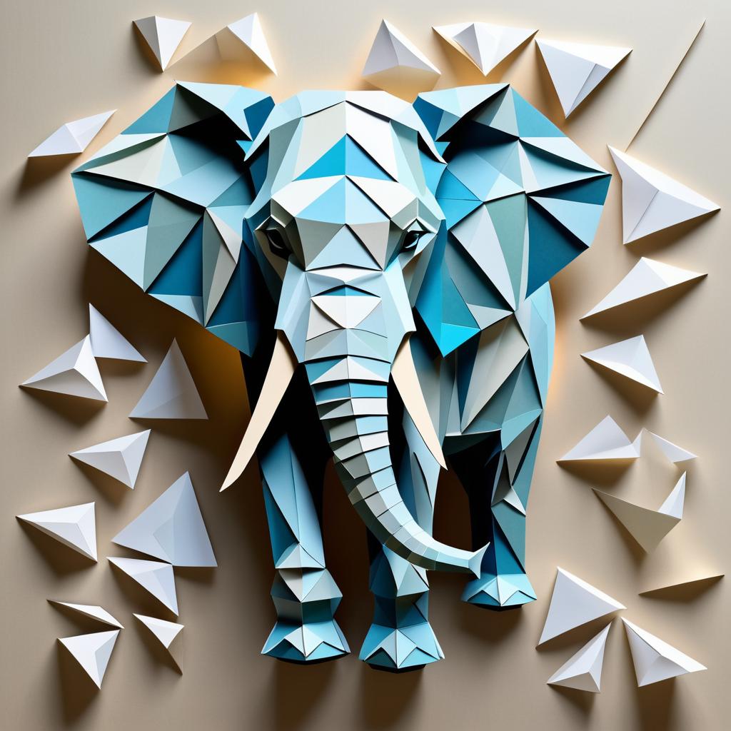 Surreal Origami Elephant Art Poster