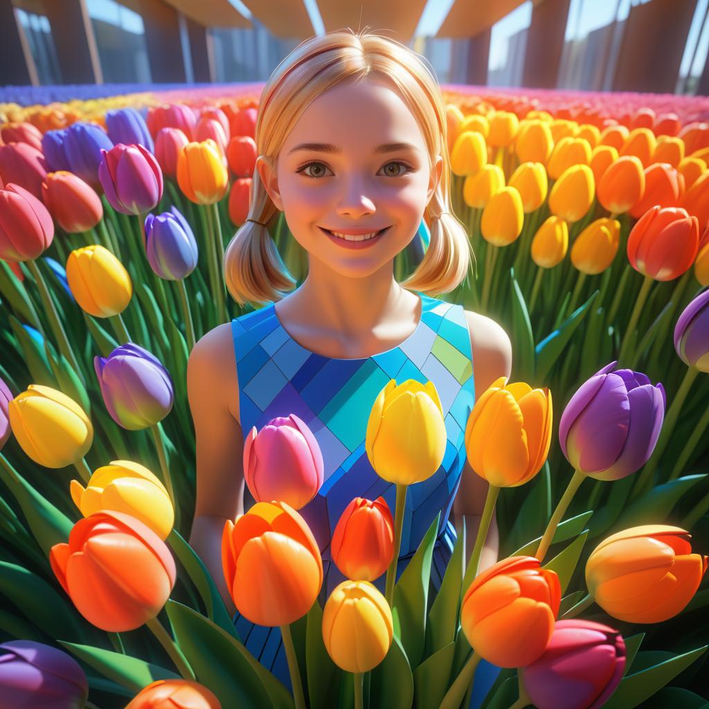 Vibrant 3D Portrait of a Young Girl