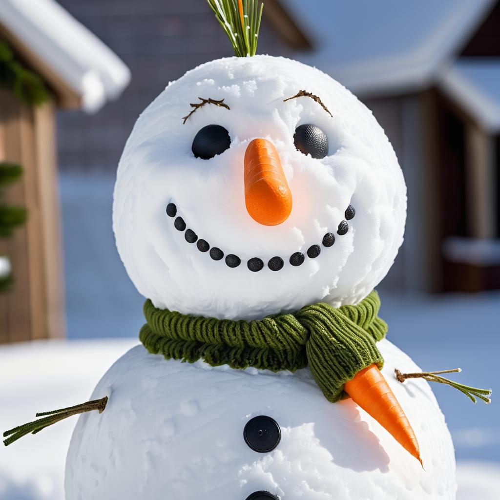 Charming Snowman Portrait with Holiday Glow