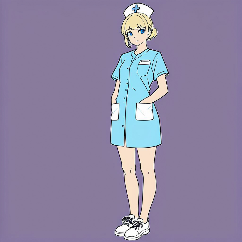 Blushing Nurse Recruit in Minimalist Style