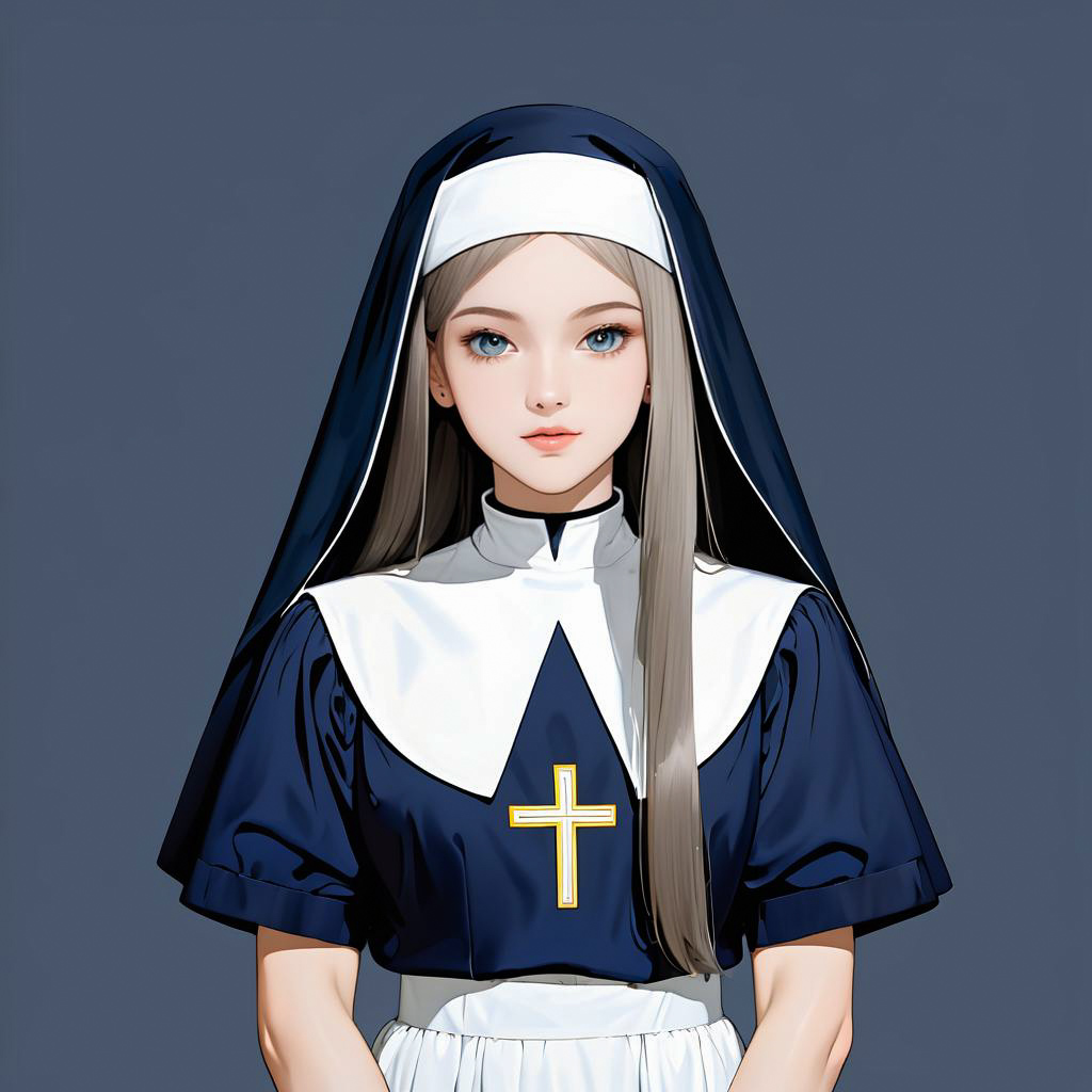 Cheerful Teenage Nun in Retro Style