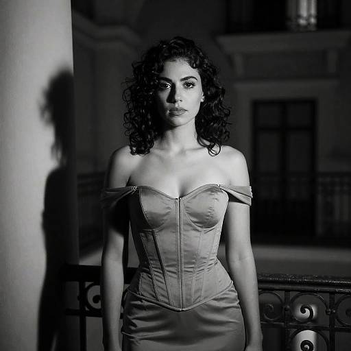 Dramatic Black-and-White Balcony Portrait