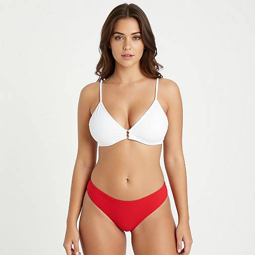 Casual White and Red Bikini Set