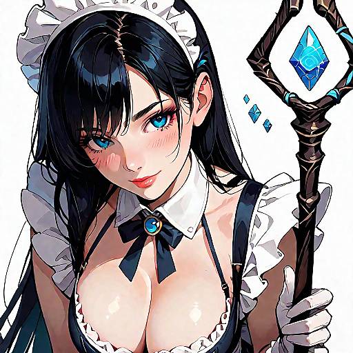 Anime Maid Girl with Blue Eyes