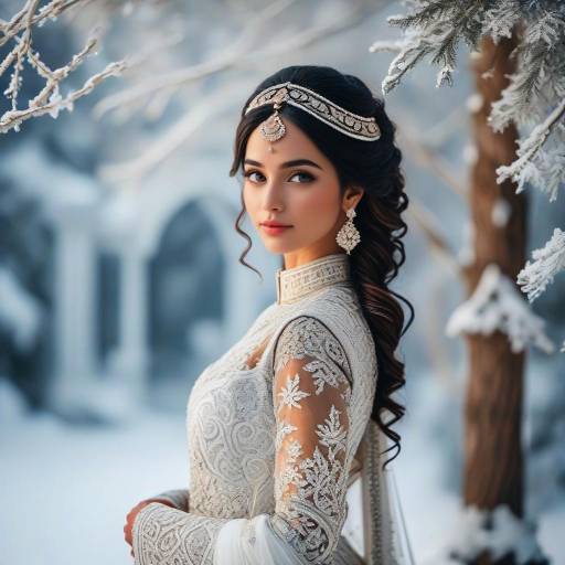 Smiling Bride in Winter Wedding Dress